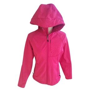 Kirkland Pink Soft Shell Fleece Lined Wind Resitant Hooded Full Zip Jacket Small